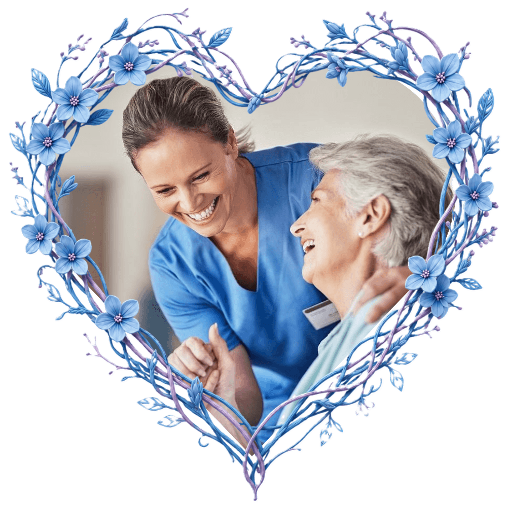 Caregiver sharing a joyful moment with a senior woman, representing companion care and senior home care in Winter Park, FL